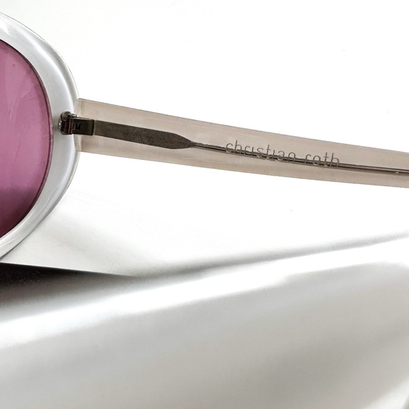 Vintage Campaign Christian Roth Sunglasses Pink Lens White Frames made in Japan main image 16